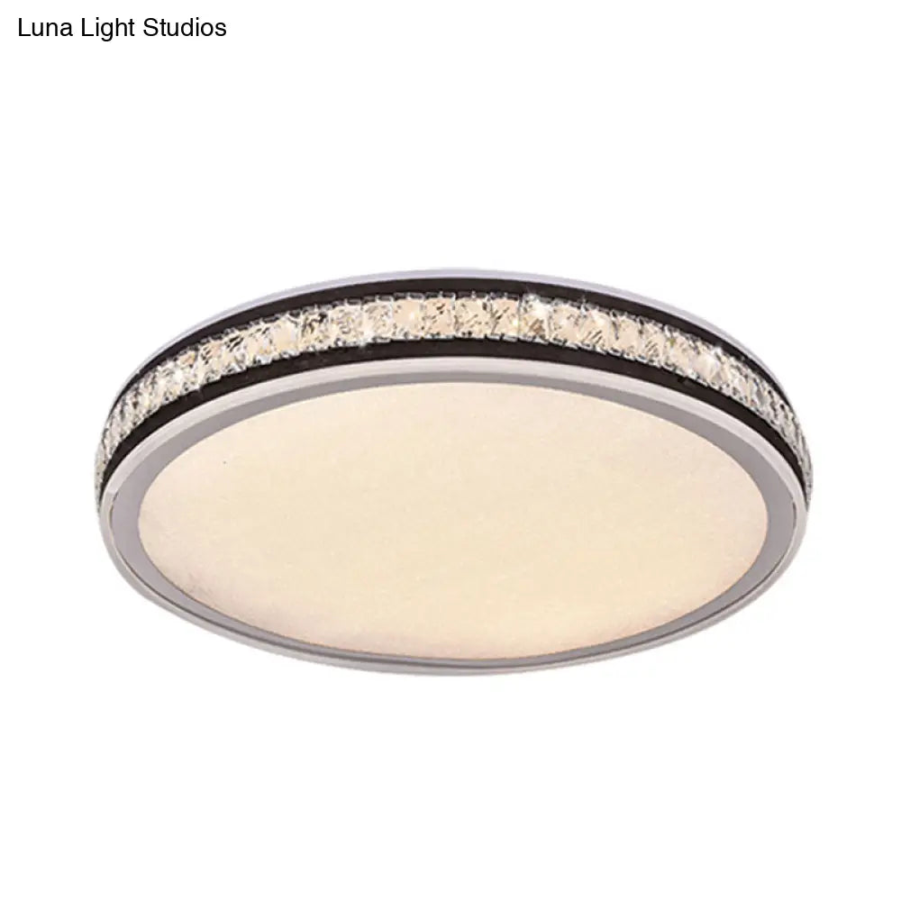 Minimal Led Crystal Flush Mount Ceiling Lamp In Black Finish