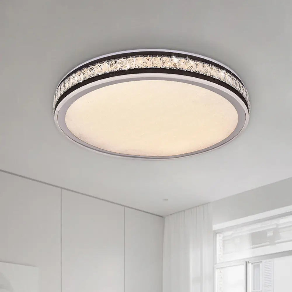 Minimal Led Crystal Flush Mount Ceiling Lamp In Black Finish