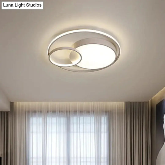 Minimal Led Flush Light - Black/White Circular Ceiling Lighting With Acrylic Shade 16’/19’/23.5’ Dia