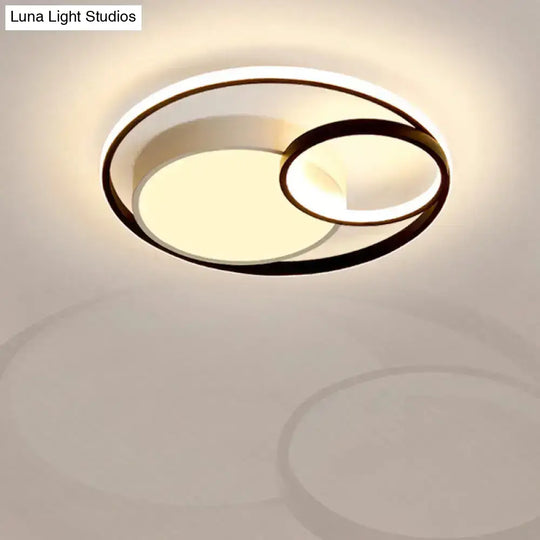 Minimal Led Flush Light - Black/White Circular Ceiling Lighting With Acrylic Shade 16’/19’/23.5’ Dia