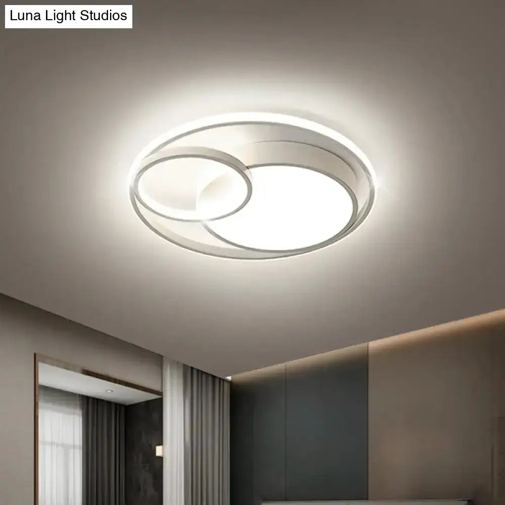 Minimal Led Flush Light - Black/White Circular Ceiling Lighting With Acrylic Shade 16’/19’/23.5’ Dia