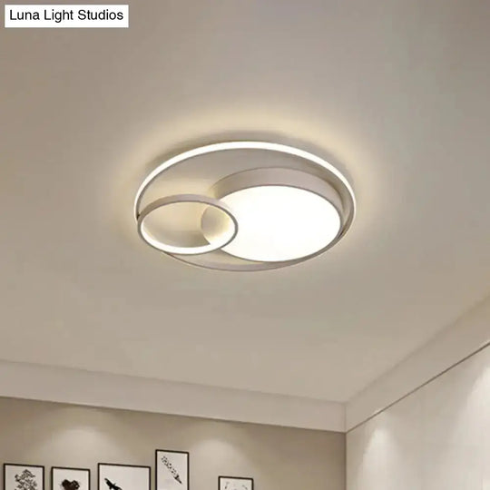 Minimal Led Flush Light - Black/White Circular Ceiling Lighting With Acrylic Shade 16’/19’/23.5’ Dia