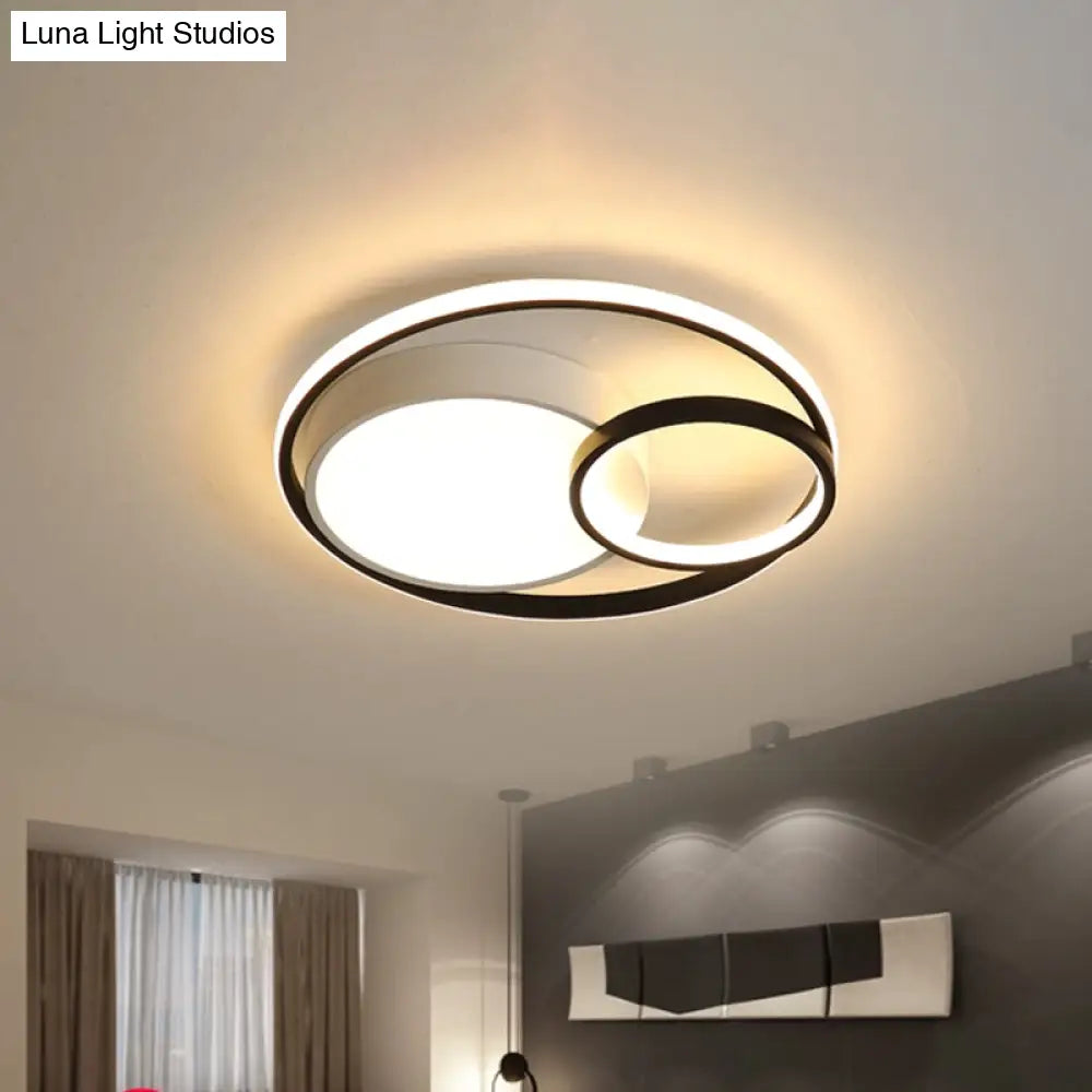 Minimal Led Flush Light - Black/White Circular Ceiling Lighting With Acrylic Shade 16/19/23.5 Dia