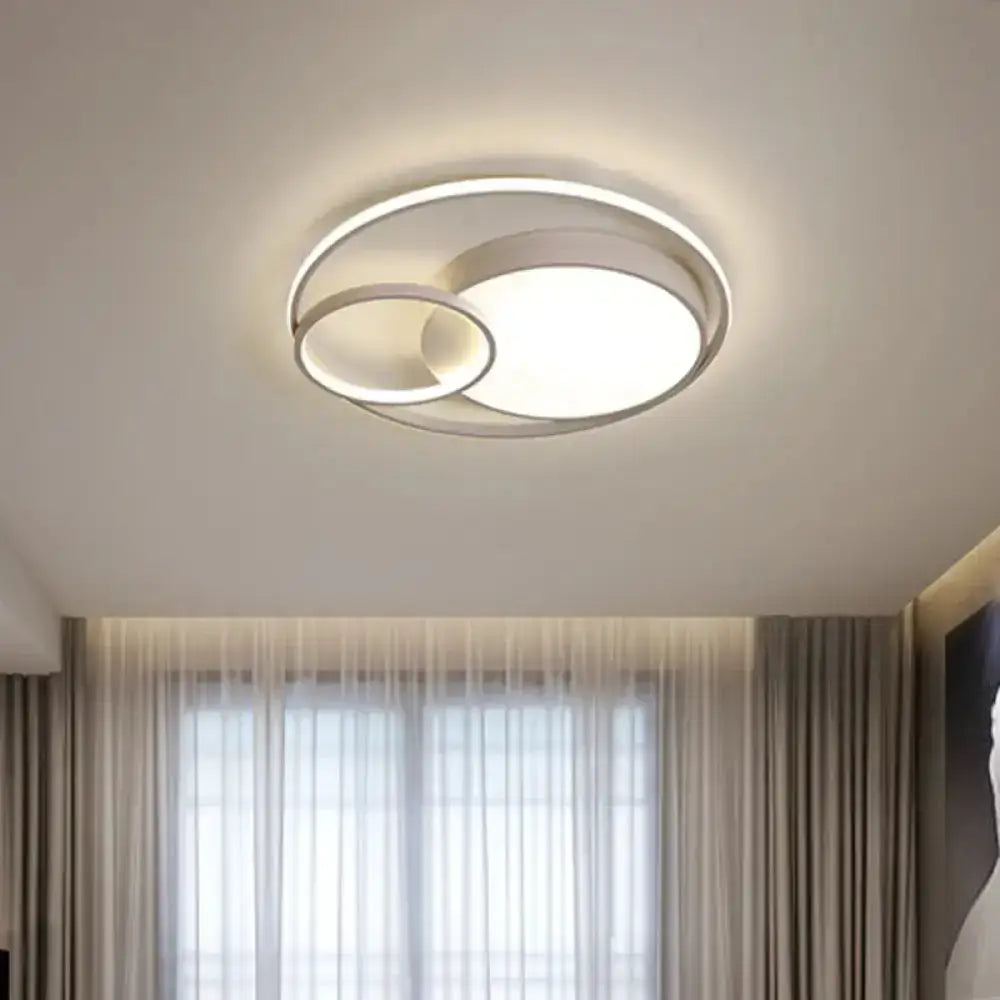 Minimal Led Flush Light - Black/White Circular Ceiling Lighting With Acrylic Shade