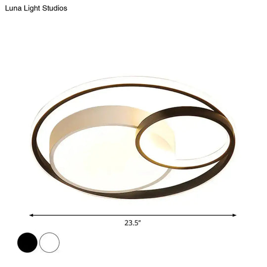 Minimal Led Flush Light - Black/White Circular Ceiling Lighting With Acrylic Shade 16’/19’/23.5’ Dia