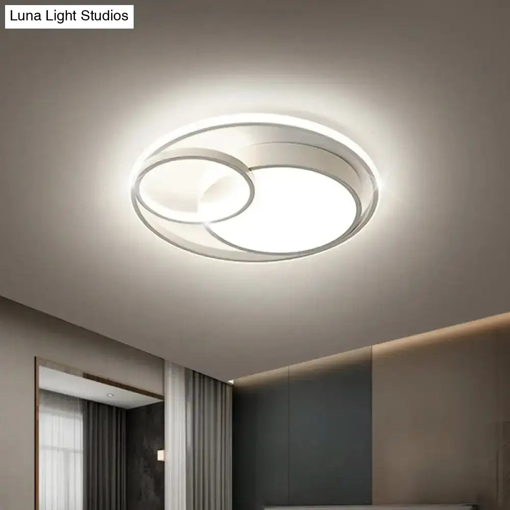 Minimal Led Flush Light - Black/White Circular Ceiling Lighting With Acrylic Shade 16’/19’/23.5’ Dia