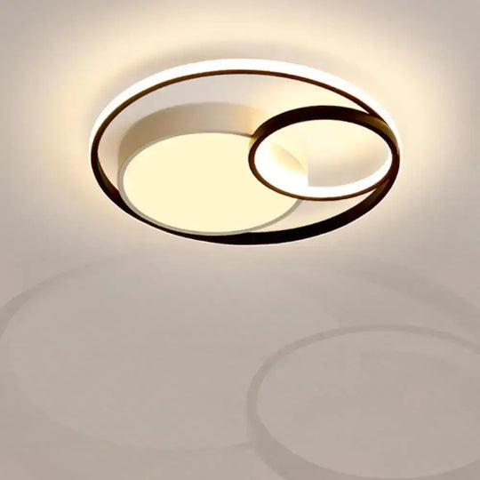 Minimal Led Flush Light - Black/White Circular Ceiling Lighting With Acrylic Shade