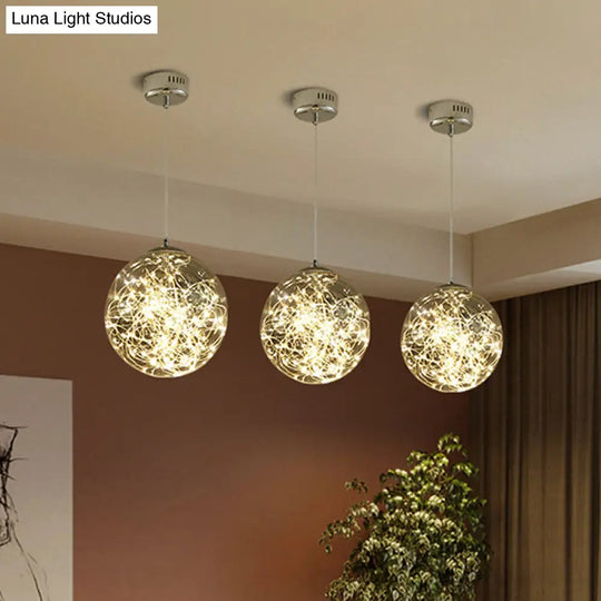 Minimal Led Glass Ball Pendant Light Kit With Glowing Inside String