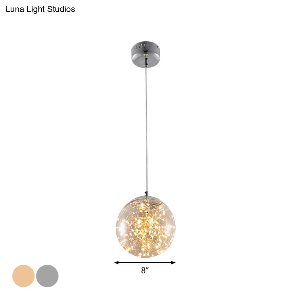 Minimal Led Glass Ball Pendant Light Kit With Glowing Inside String