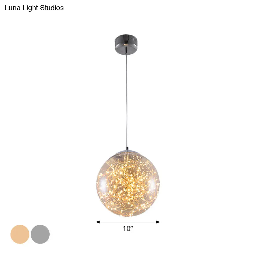 Minimal Led Glass Ball Pendant Light Kit With Glowing Inside String