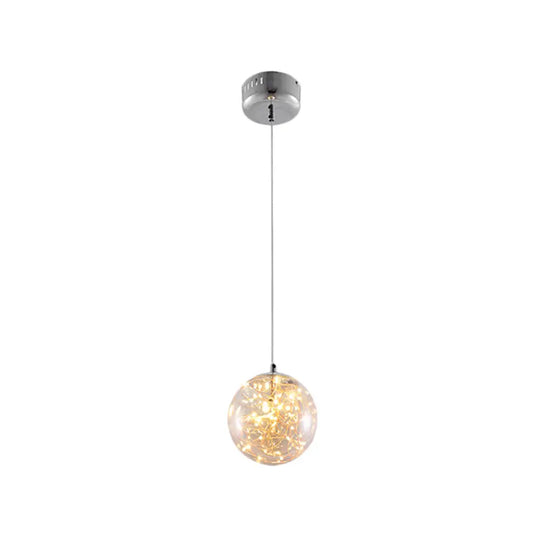 Minimal Led Glass Ball Pendant Light Kit With Glowing Inside String Amber / 6