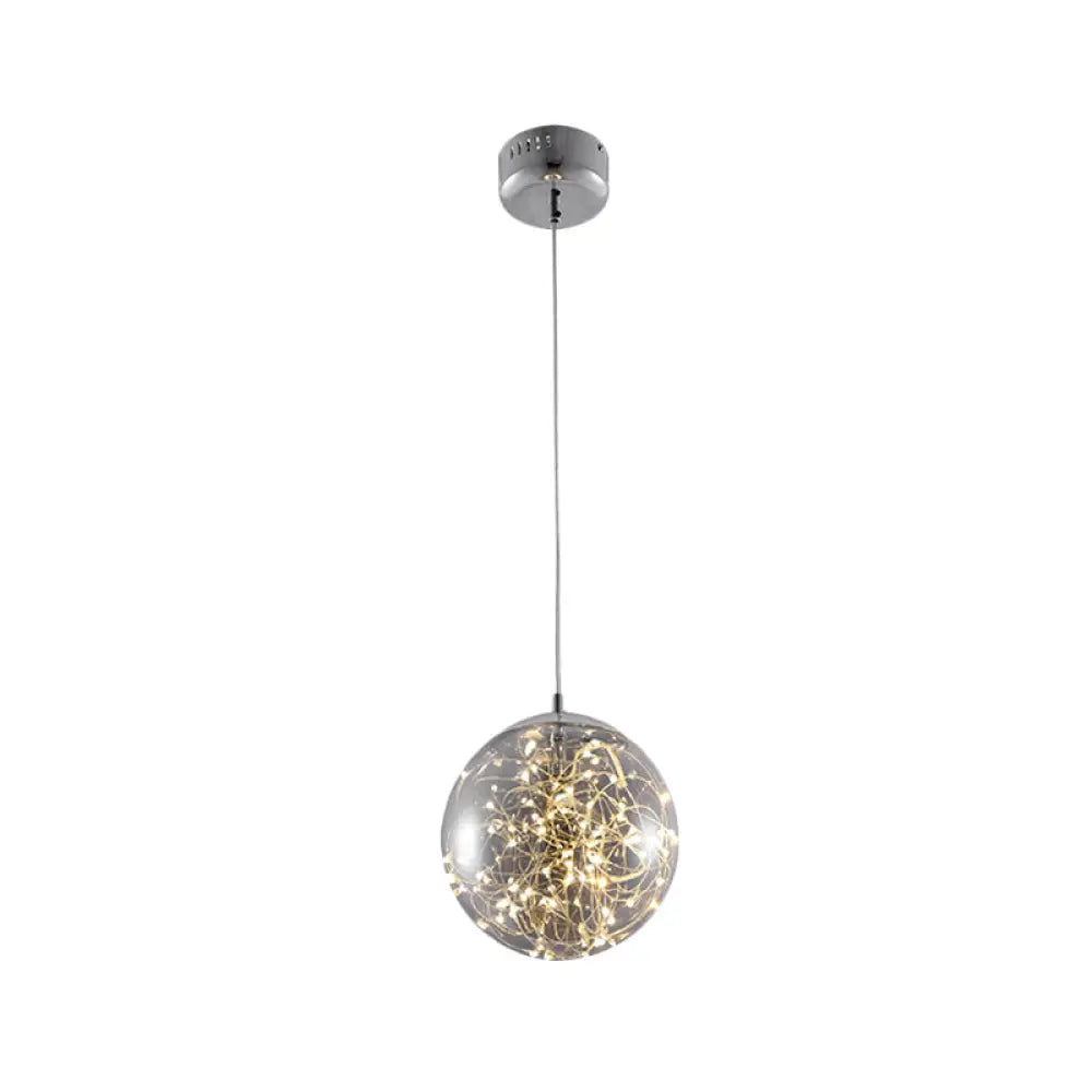 Minimal Led Glass Ball Pendant Light Kit With Glowing Inside String Smoke Gray / 8