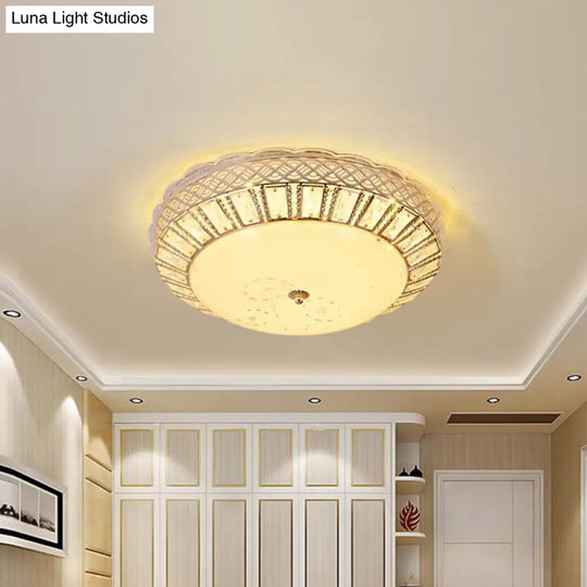 Minimal Led Gold Ceiling Lamp With Crystal Flush Mount And Flower Pattern – Ideal For Bedroom
