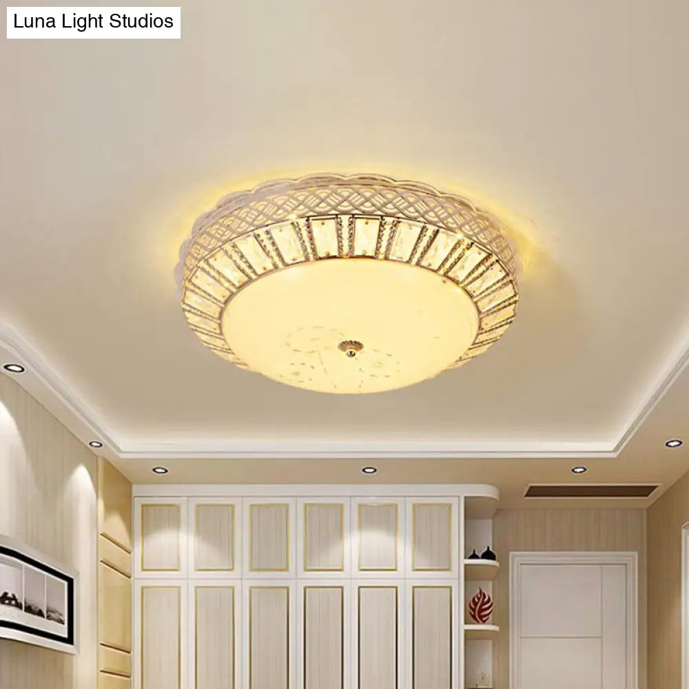 Minimal Led Gold Ceiling Lamp With Crystal Flush Mount And Flower Pattern Ideal For Bedroom
