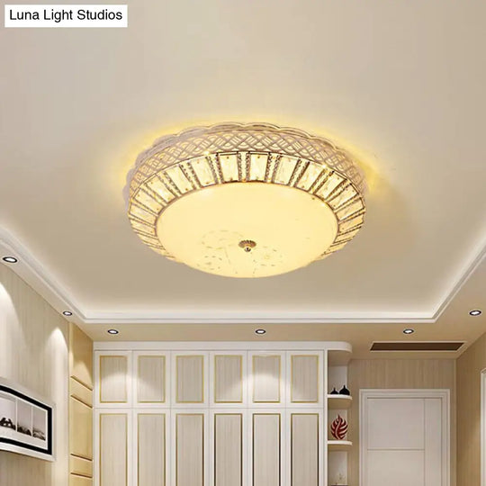 Minimal Led Gold Ceiling Lamp With Crystal Flush Mount And Flower Pattern Ideal For Bedroom