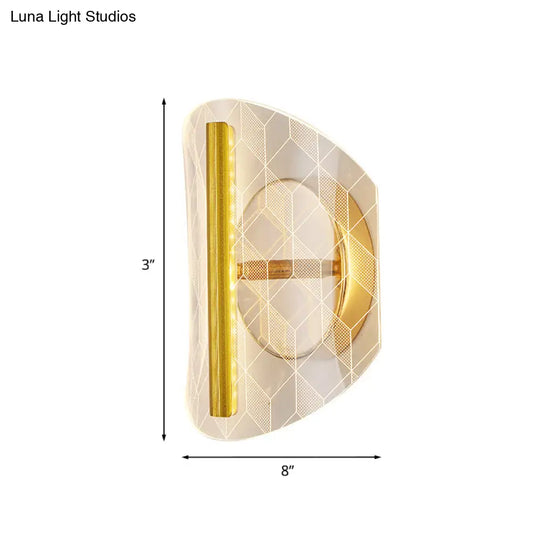 Minimal Led Gold Sconce - Metallic Geometric Wall Light For Living Room In White/Warm