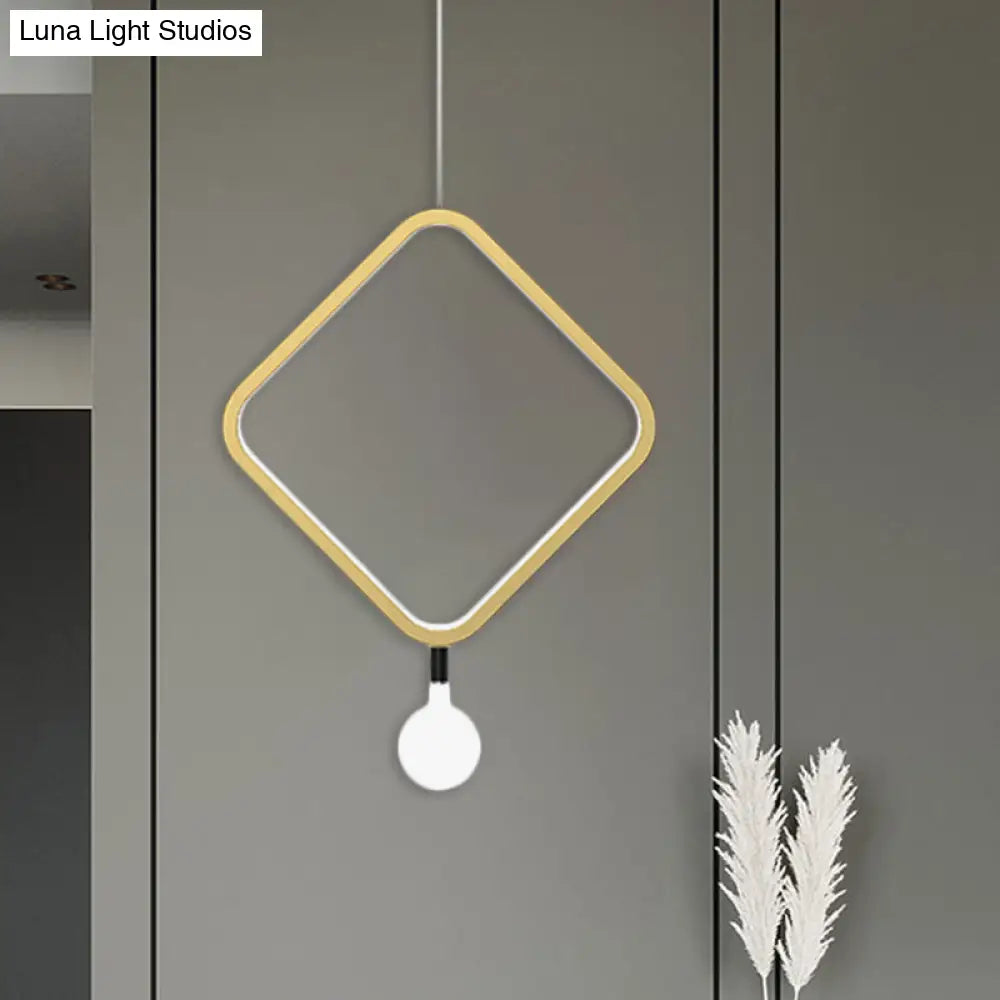 Minimal Aluminum Led Pendant Lamp With Milk Glass Shade - Warm/White Light Brass / Warm Rhombus