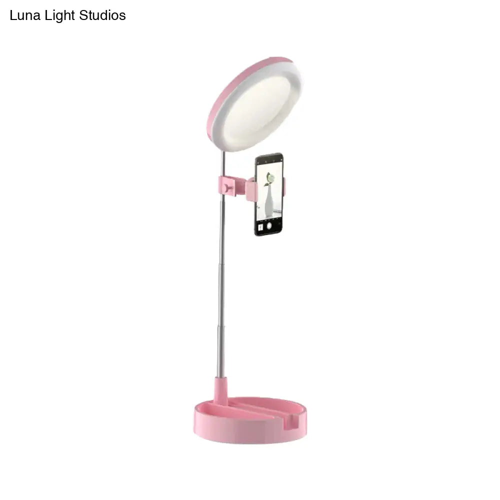 Minimal Led Makeup Lighting Mobile Phone Holder With Usb Fill Flush Lamp In Black/White/Pink