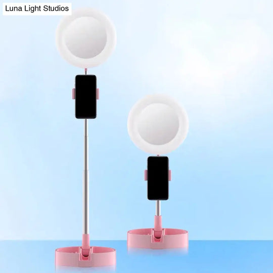 Minimal Led Makeup Lighting Mobile Phone Holder With Usb Fill Flush Lamp In Black/White/Pink