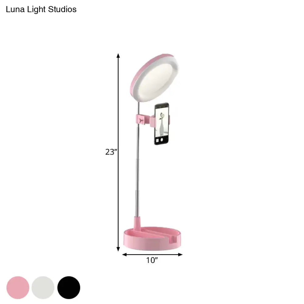 Minimal Led Makeup Lighting Mobile Phone Holder With Usb Fill Flush Lamp In Black/White/Pink