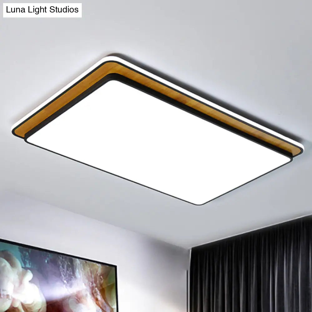 Minimal Led Metal Flush Mount Ceiling Lamp In Black/White - White/Warm Light