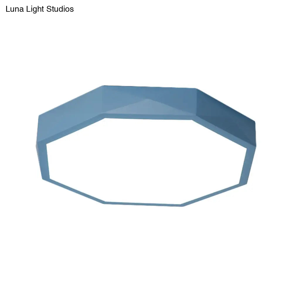 Minimal Led Octagon Flush Mount Lighting Fixture In Pink/Yellow/Blue - Warm/White Light 16.5’/20.5