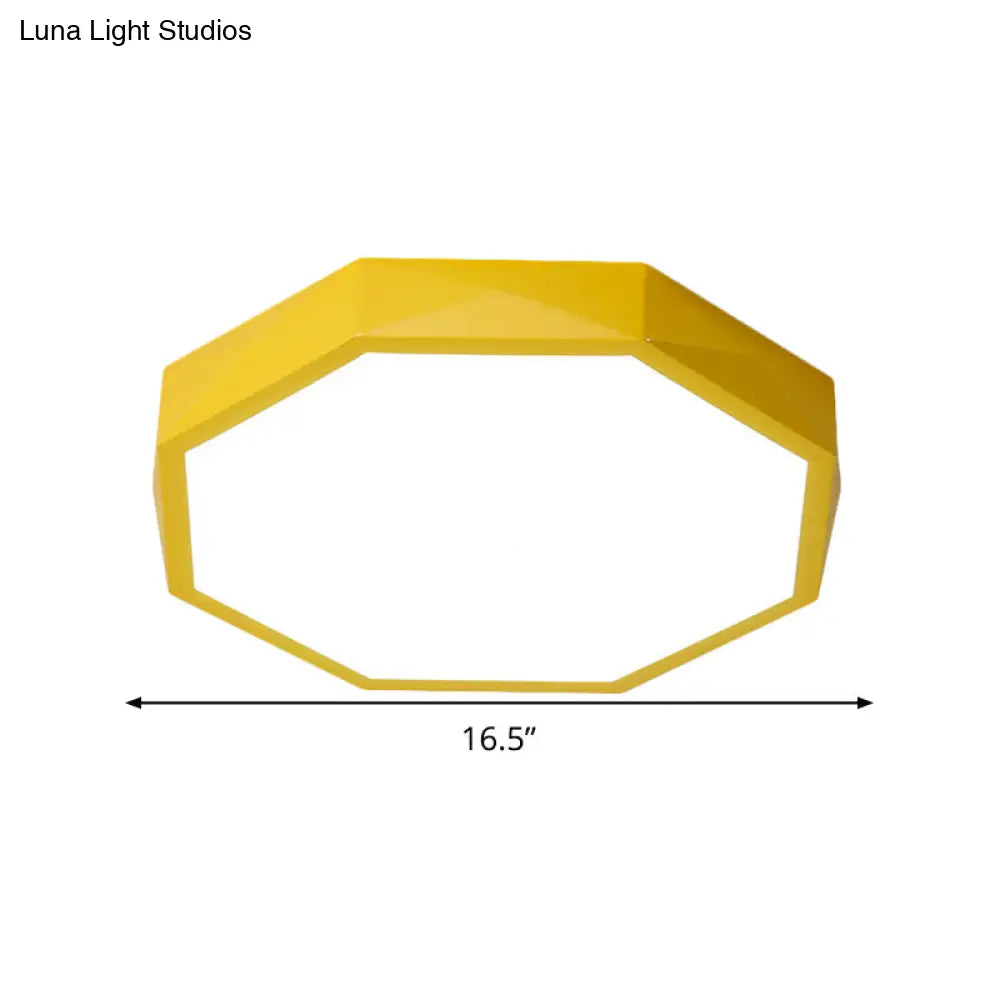 Minimal Led Octagon Flush Mount Lighting Fixture In Pink/Yellow/Blue - Warm/White Light 16.5’/20.5