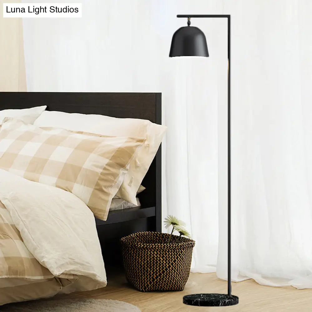 Minimal Metal Bucket Floor Reading Light For Bedroom - 1-Light Black/Gold