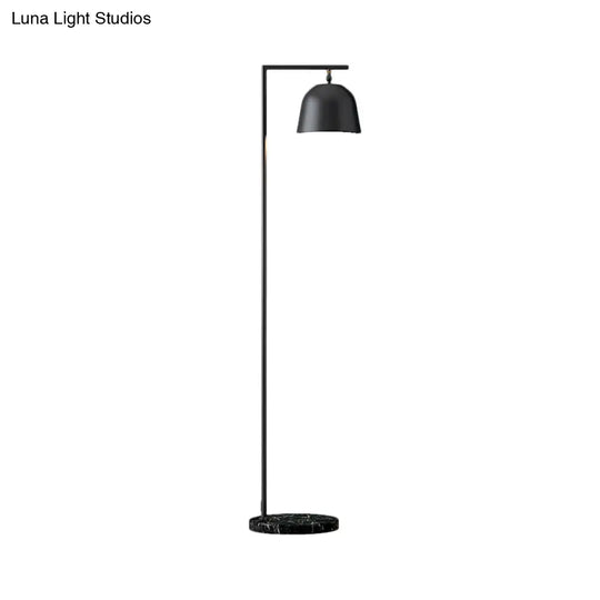 Minimal Metal Bucket Floor Reading Light For Bedroom - 1-Light Black/Gold