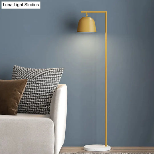 Minimal Metal Bucket Floor Reading Light For Bedroom - 1-Light Black/Gold