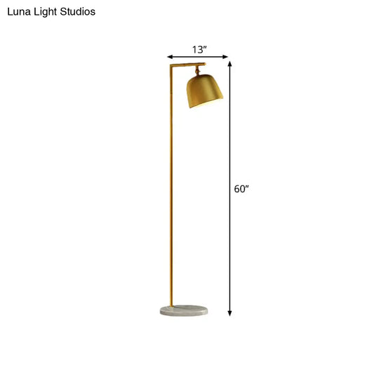 Minimal Metal Bucket Floor Reading Light For Bedroom - 1-Light Black/Gold