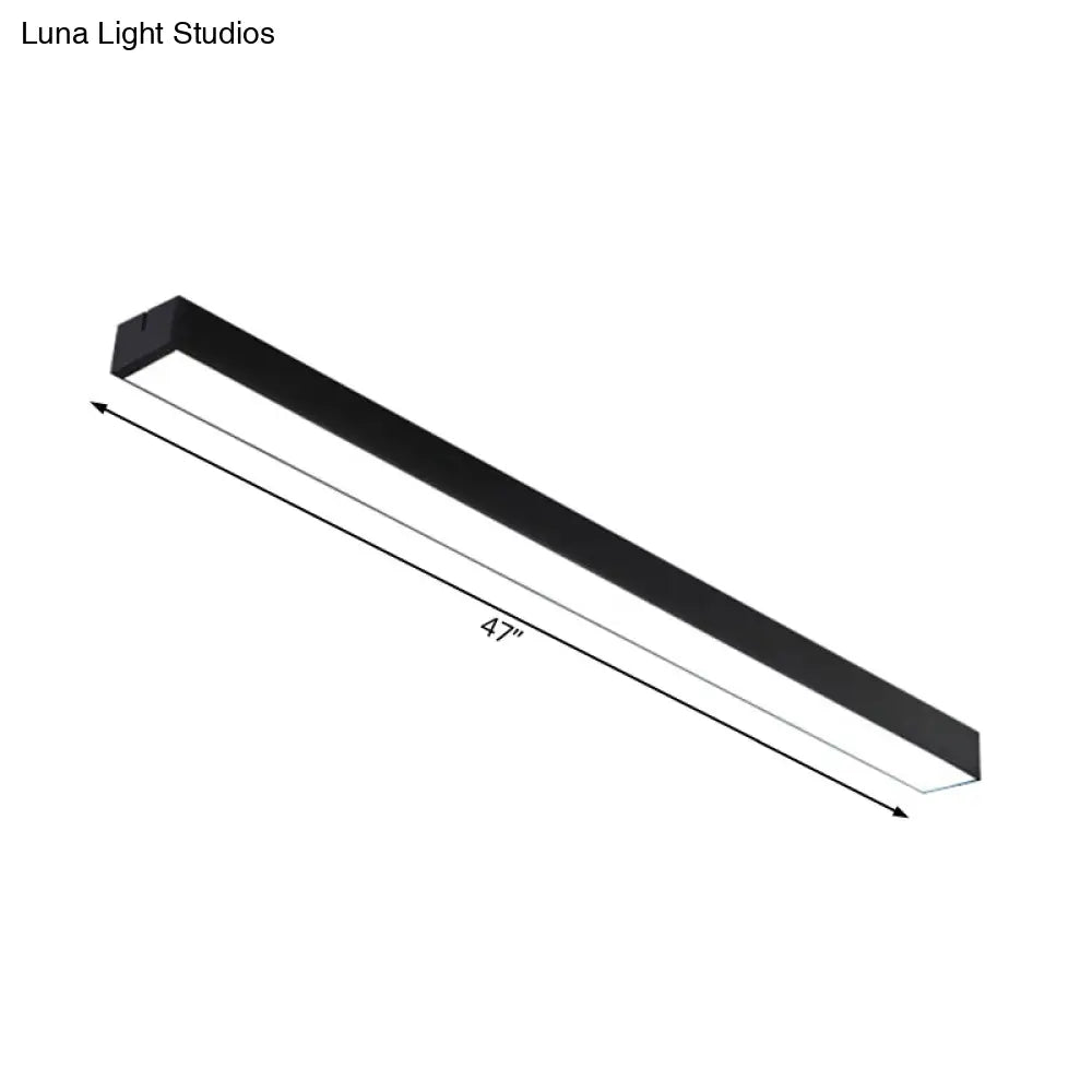 Minimal Metal Led Flush Mount Lamp - Black/Silver Linear Light Fixture | 23.5/35.5/47 Wide Ideal For