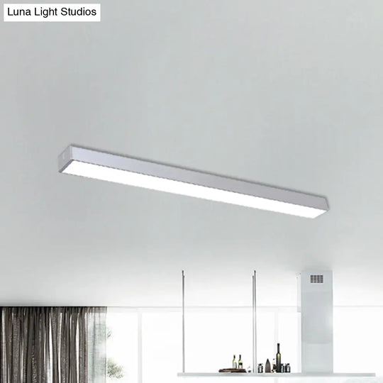 Minimal Metal Led Flush Mount Lamp - Black/Silver Linear Light Fixture | 23.5/35.5/47 Wide Ideal For