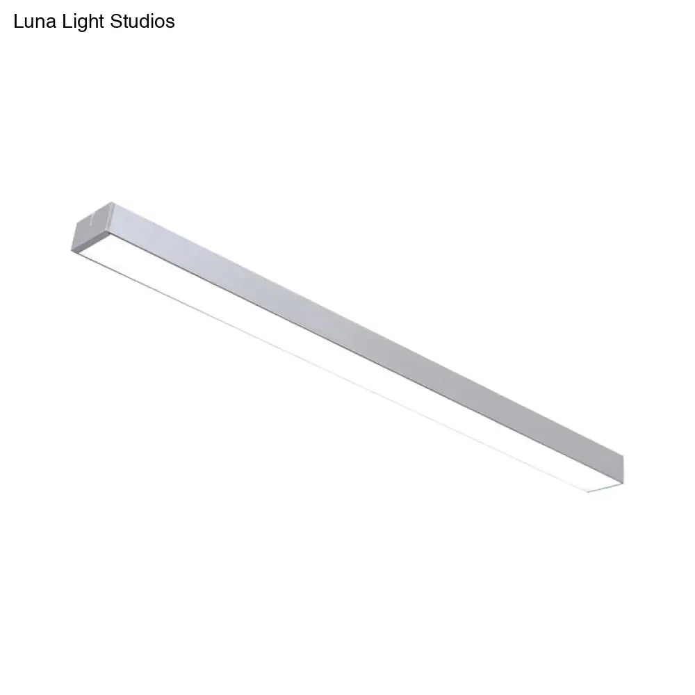 Minimal Metal Led Flush Mount Lamp - Black/Silver Linear Light Fixture | 23.5/35.5/47 Wide Ideal For