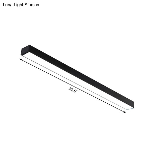 Minimal Metal Led Flush Mount Lamp - Black/Silver Linear Light Fixture | 23.5/35.5/47 Wide Ideal For