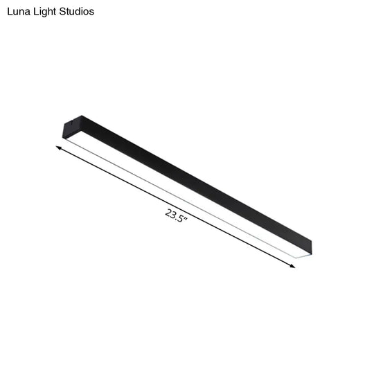 Minimal Metal Led Flush Mount Lamp - Black/Silver Linear Light Fixture | 23.5/35.5/47 Wide Ideal For