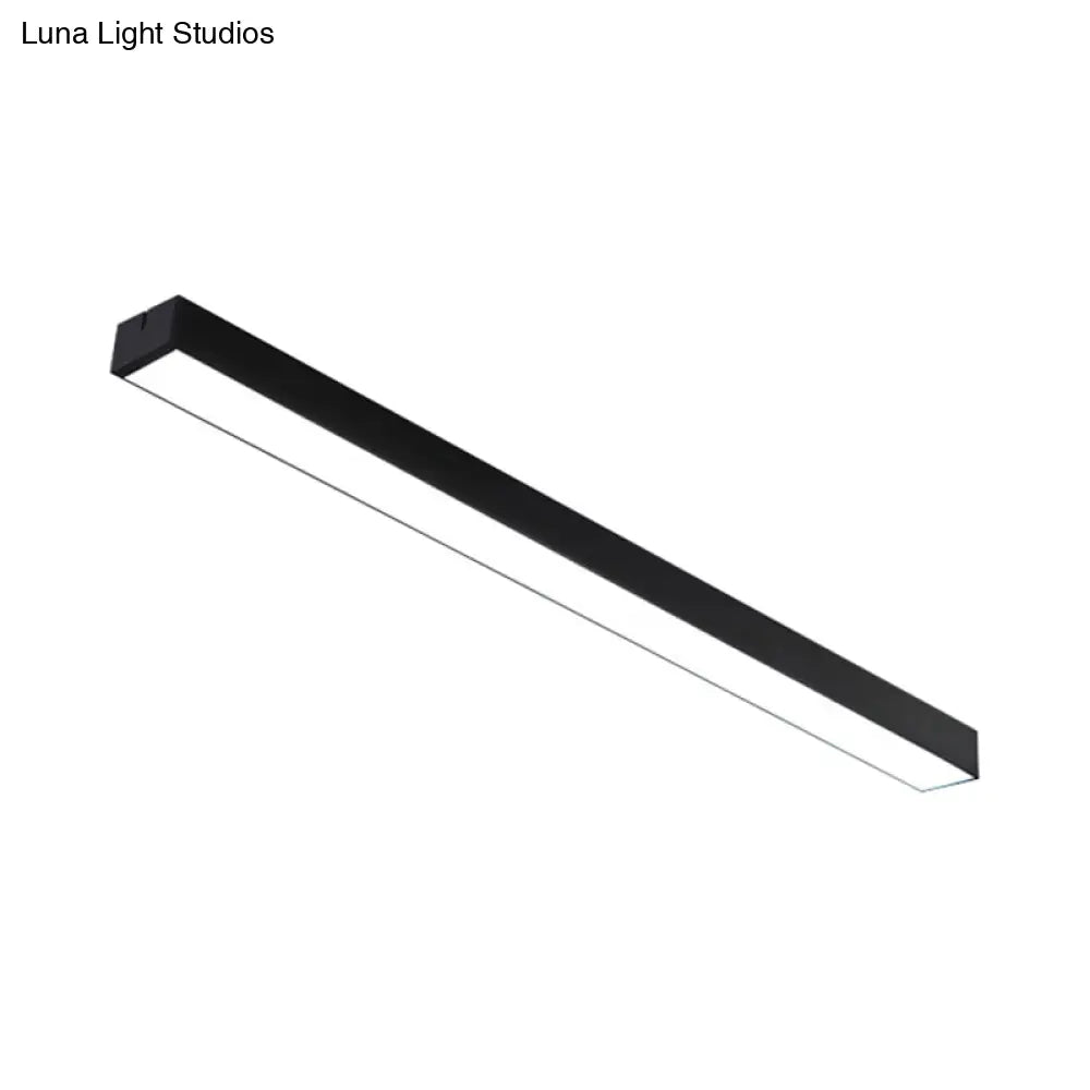 Minimal Metal Led Flush Mount Lamp - Black/Silver Linear Light Fixture | 23.5/35.5/47 Wide Ideal For