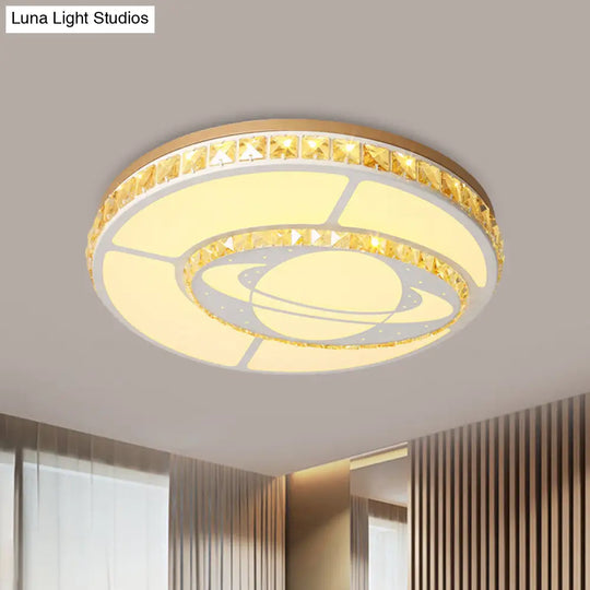 Minimal Moon Crystal Led Ceiling Light With White Leaf/Heart/Star Pattern / Planet