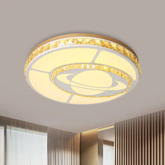 Minimal Moon Crystal Led Ceiling Light With White Leaf/Heart/Star Pattern / Planet