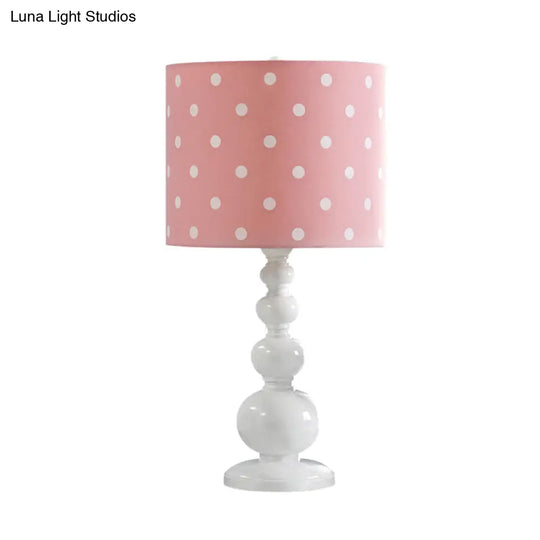 Minimal Resin Drum Shade Desk Lamp - Spot/Stripe Shape 1 Bulb Blue/Pink Night Lighting