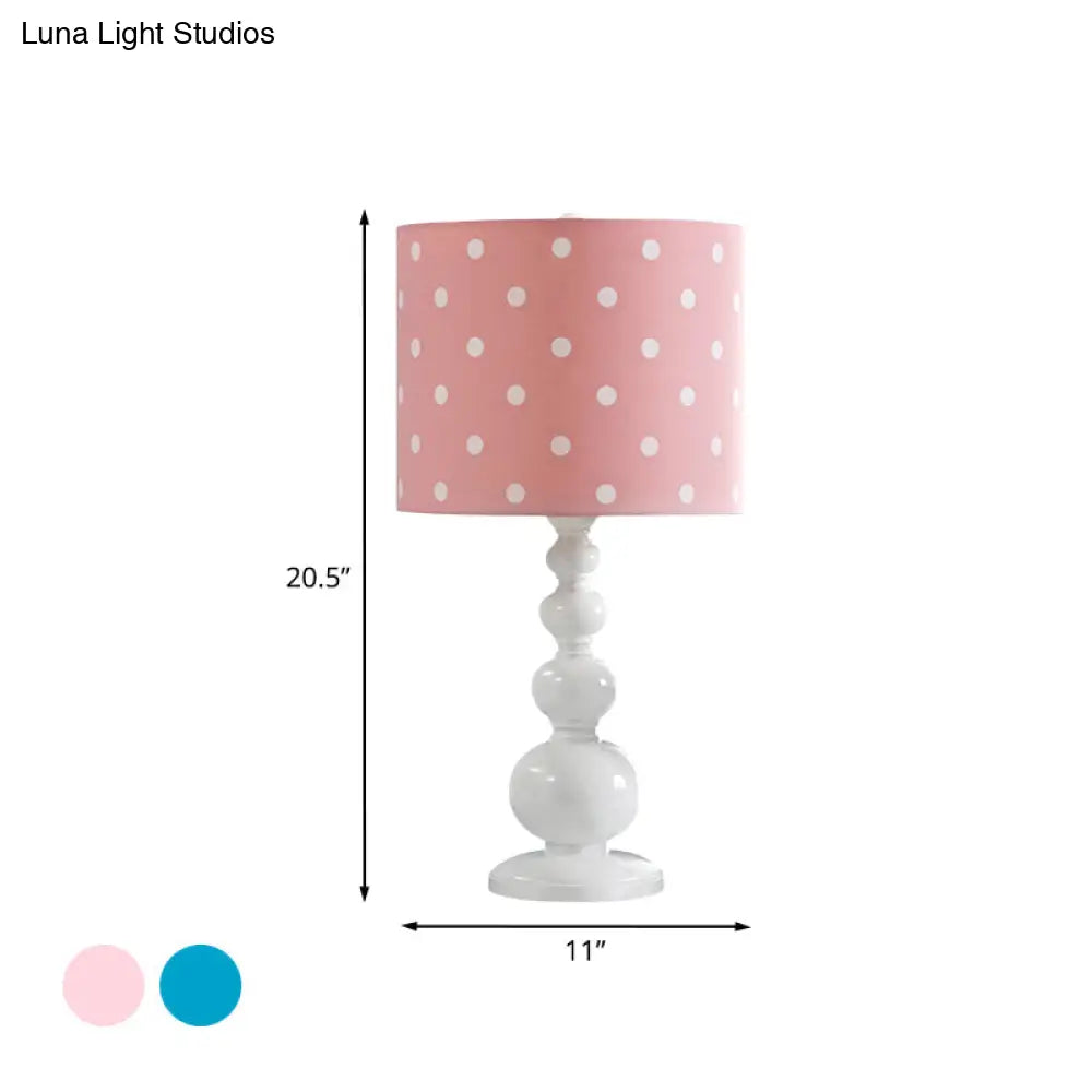 Minimal Resin Drum Shade Desk Lamp - Spot/Stripe Shape 1 Bulb Blue/Pink Night Lighting