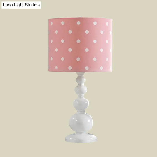 Minimal Resin Drum Shade Desk Lamp - Spot/Stripe Shape 1 Bulb Blue/Pink Night Lighting