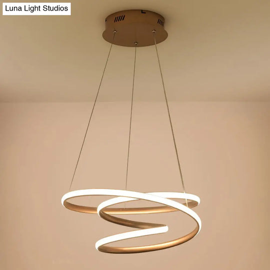 Minimal Twisting Pendant Light Acrylic Led Chandelier - Gold 18/23.5/31.5 W Warm/White For Dining