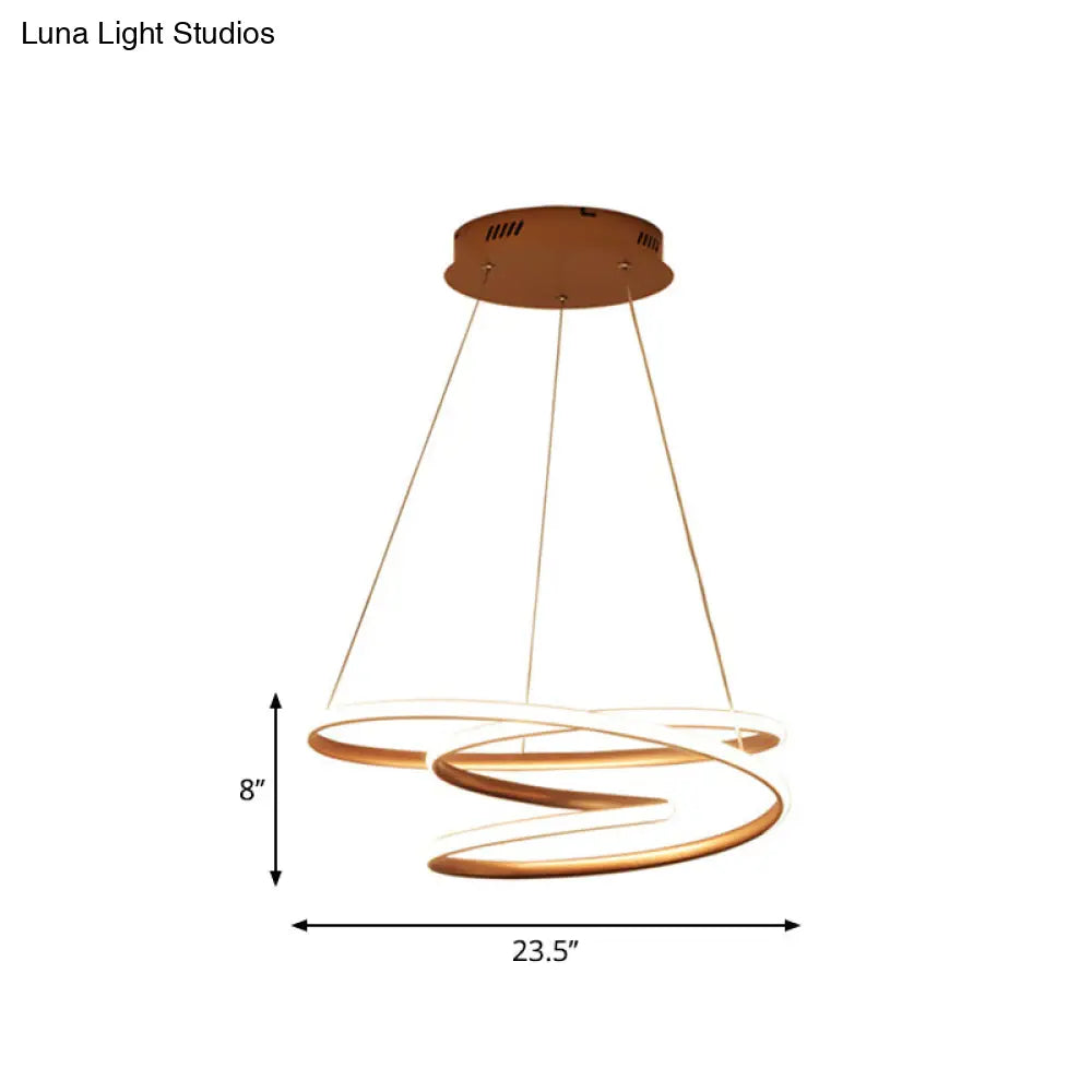 Minimal Twisting Pendant Light Acrylic Led Chandelier - Gold 18/23.5/31.5 W Warm/White For Dining