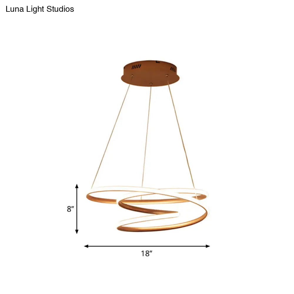 Minimal Twisting Pendant Light Acrylic Led Chandelier In Gold - 18’/23.5’/31.5’ W Warm/White