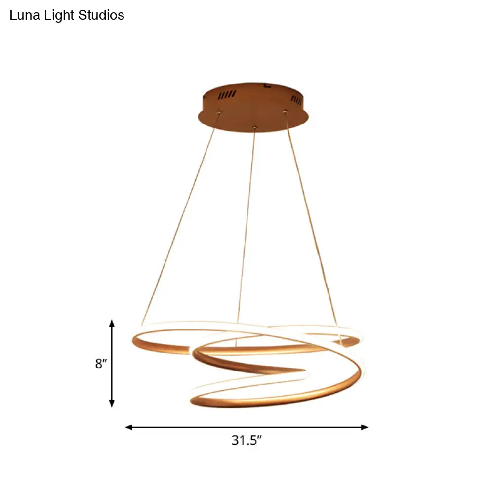 Minimal Twisting Pendant Light Acrylic Led Chandelier In Gold - 18’/23.5’/31.5’ W Warm/White