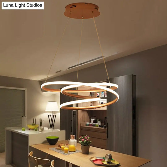 Minimal Twisting Pendant Light Acrylic Led Chandelier - Gold 18/23.5/31.5 W Warm/White For Dining