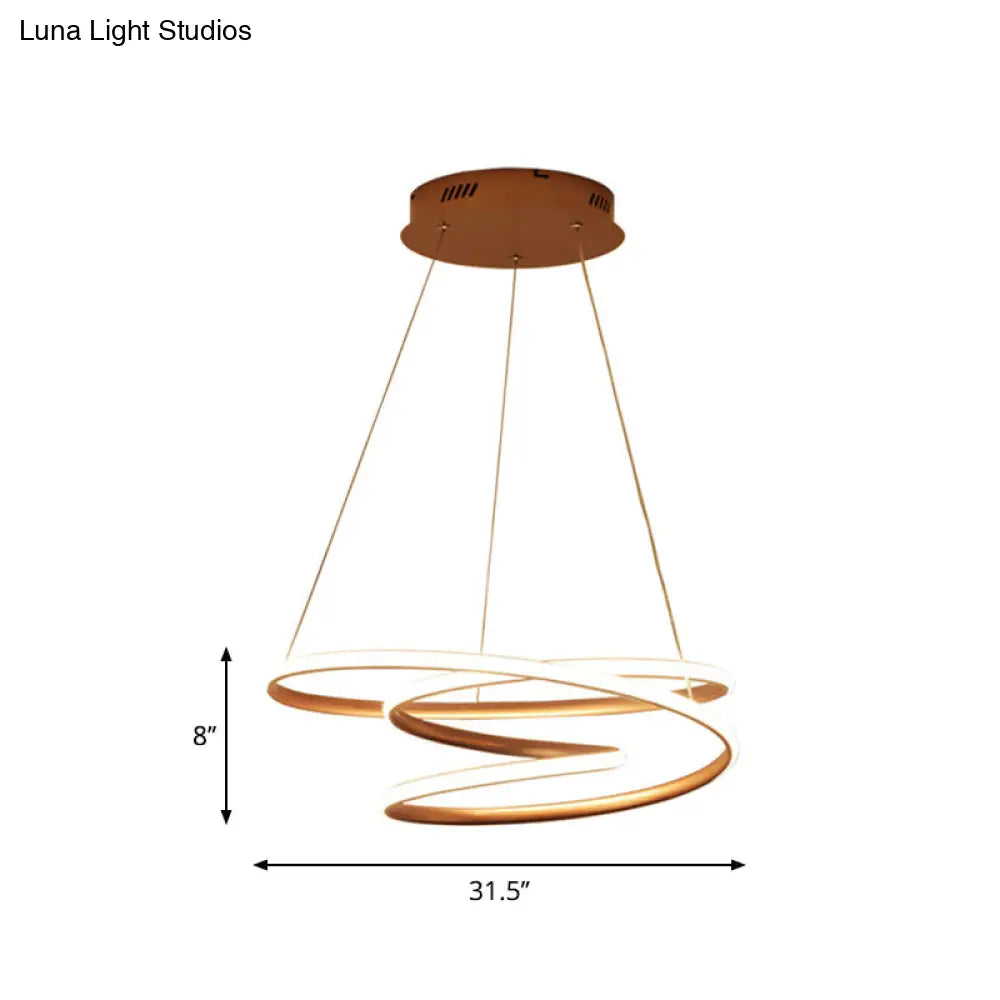 Minimal Twisting Pendant Light Acrylic Led Chandelier - Gold 18/23.5/31.5 W Warm/White For Dining