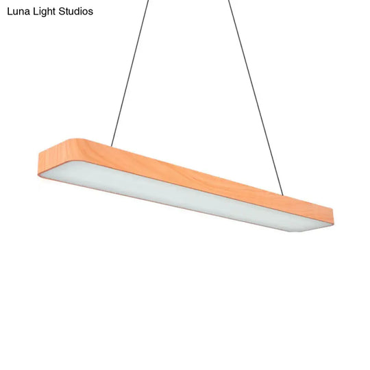 Minimal Rectangular Wooden Led Pendant Lamp - 4/8/12 Wide Beige Office Ceiling Hanging Light (A/B)