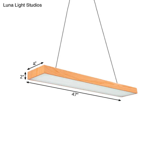 Minimal Rectangular Wooden Led Pendant Lamp - 4/8/12 Wide Beige Office Ceiling Hanging Light (A/B)